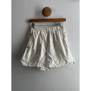 Boii Studios White Cotton Elastic Waist Relaxed Pajama Shorts Size Small